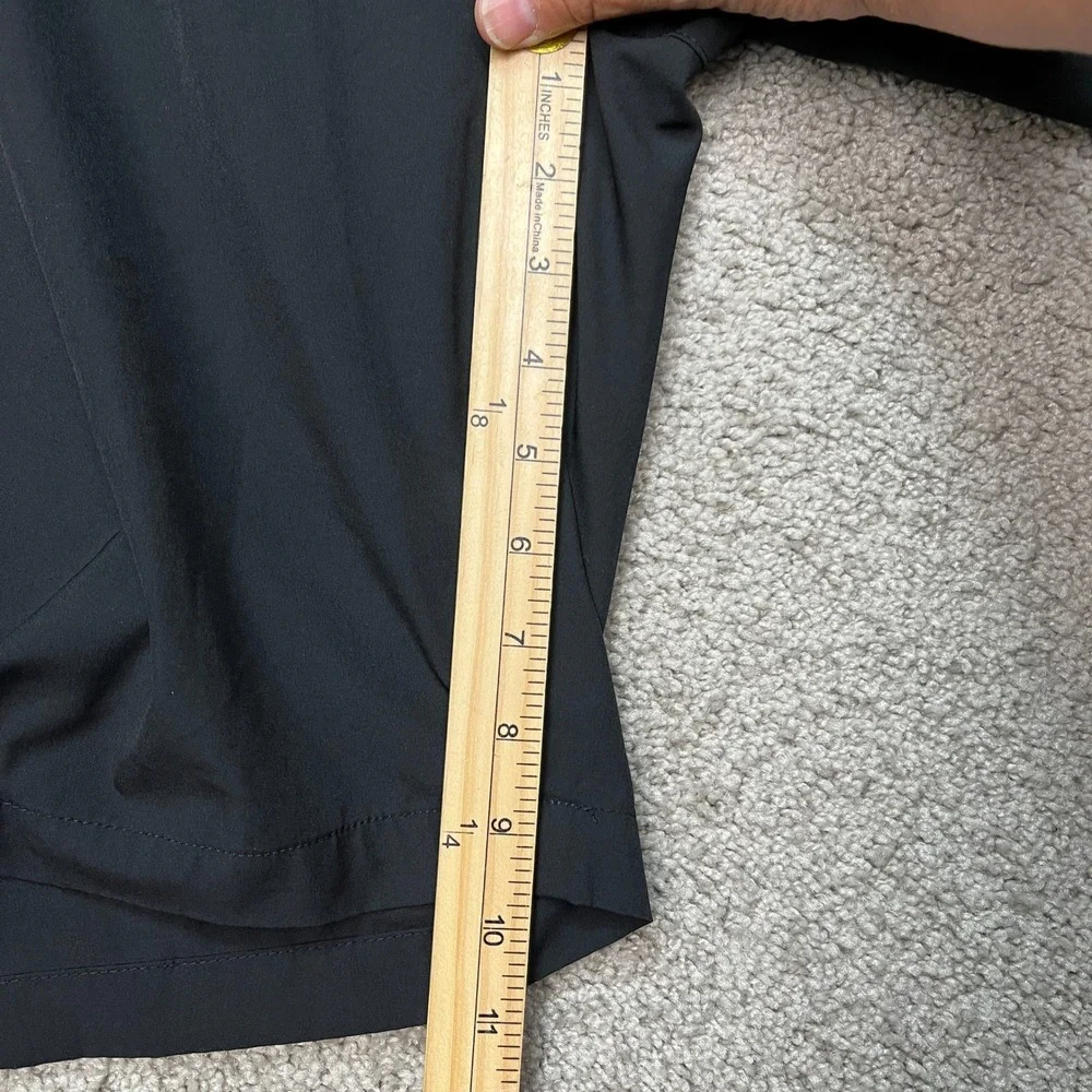Adidas Short Men 40 Black Stretch Waistband Flat Front Performance 3 Stripes EUC